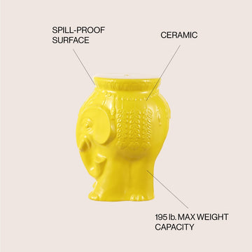 Orla 18.5" Modern Bohemian Elephant Ceramic Garden Stool - JONATHAN Y